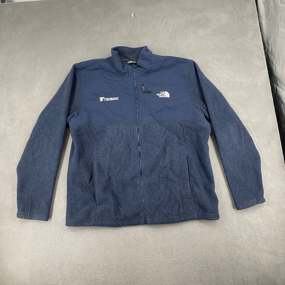 The North Face Mens XL Navy Blue Full Zip Fleece Jacket Tsubaki Logo Hybrid